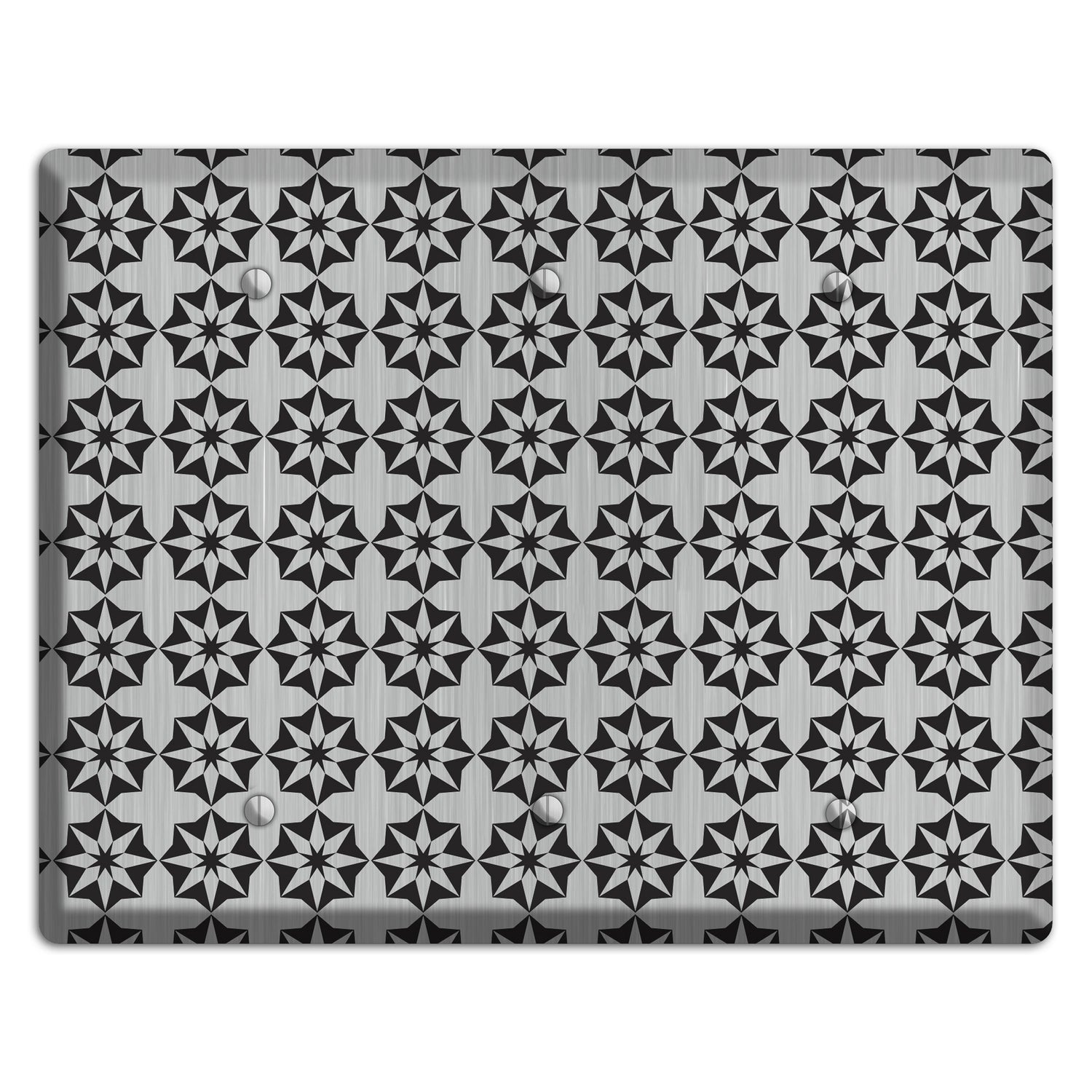 Stainless with Black Foulard 3 Blank Wallplate