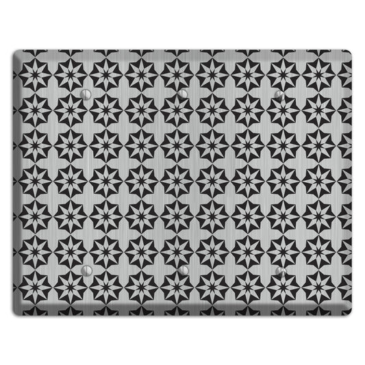 Stainless with Black Foulard 3 Blank Wallplate