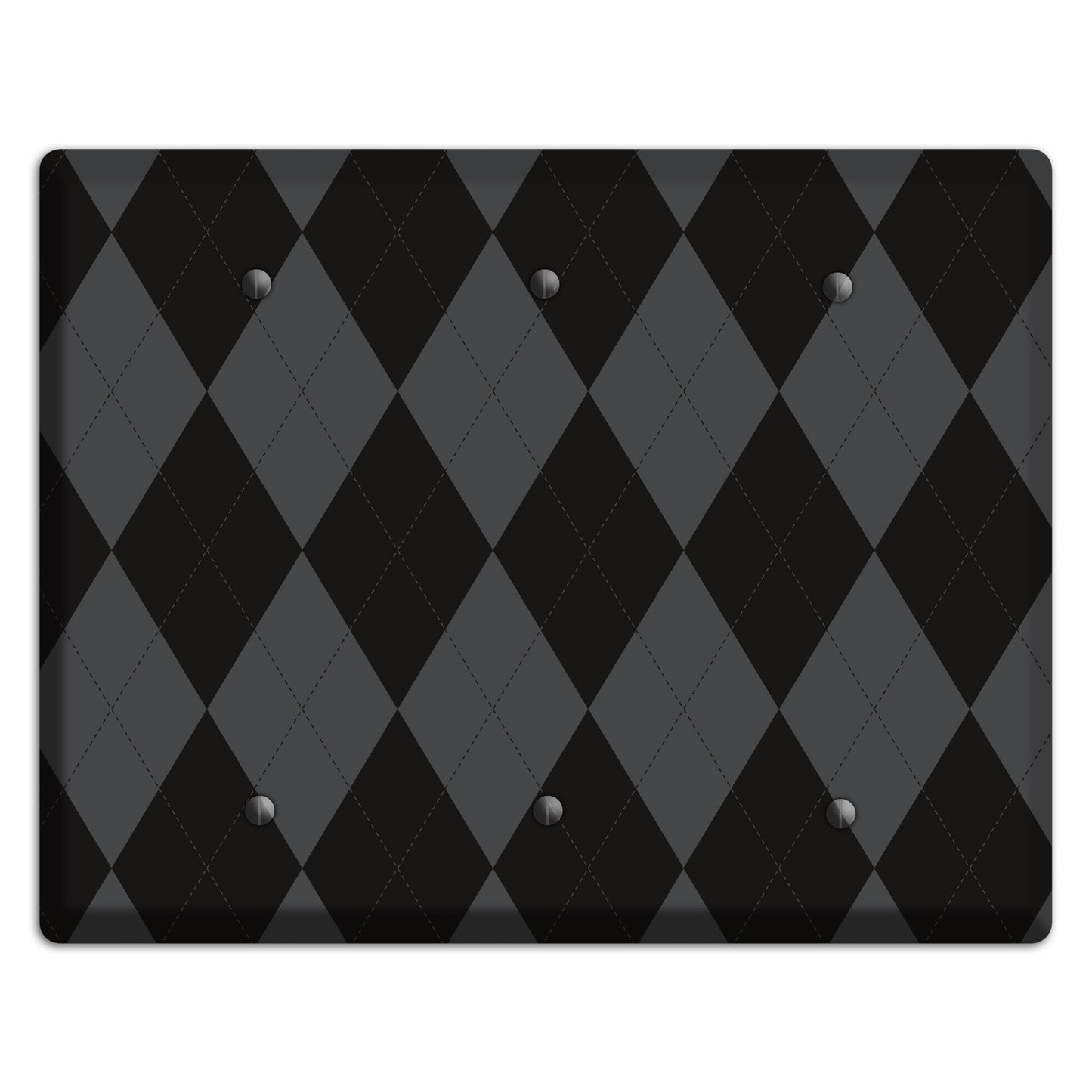 Black and Grey Argyle 3 Blank Wallplate