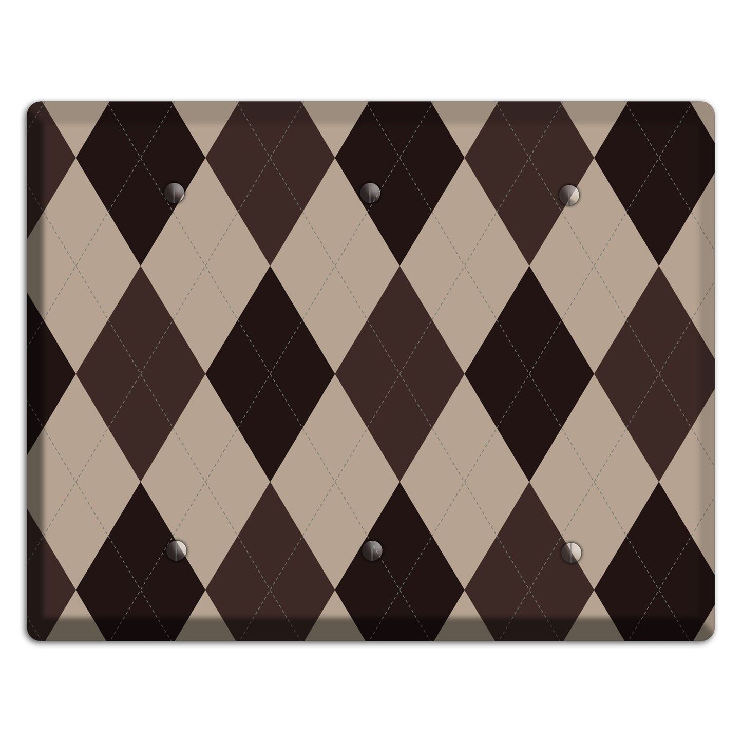 Brown and Beige Argyle 3 Blank Wallplate