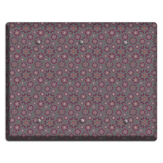 Grey with Tiny Burgundy Retro Suzani 2 3 Blank Wallplate