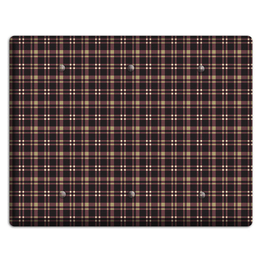 Dark Brown Plaid 3 Blank Wallplate