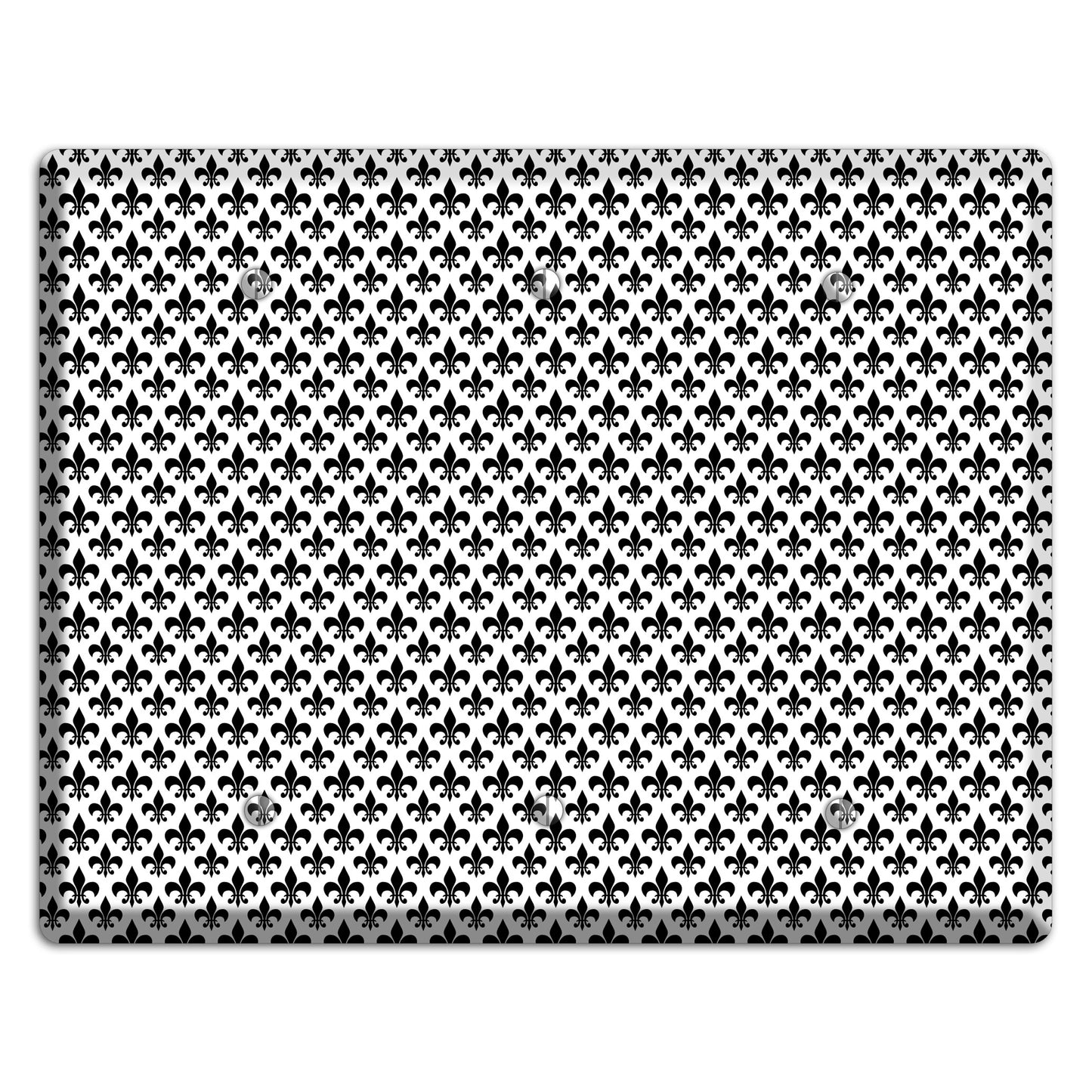 Black and White Fleur de lis 3 Blank Wallplate