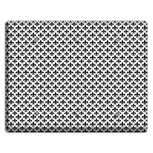 Black and White Fleur de lis 3 Blank Wallplate