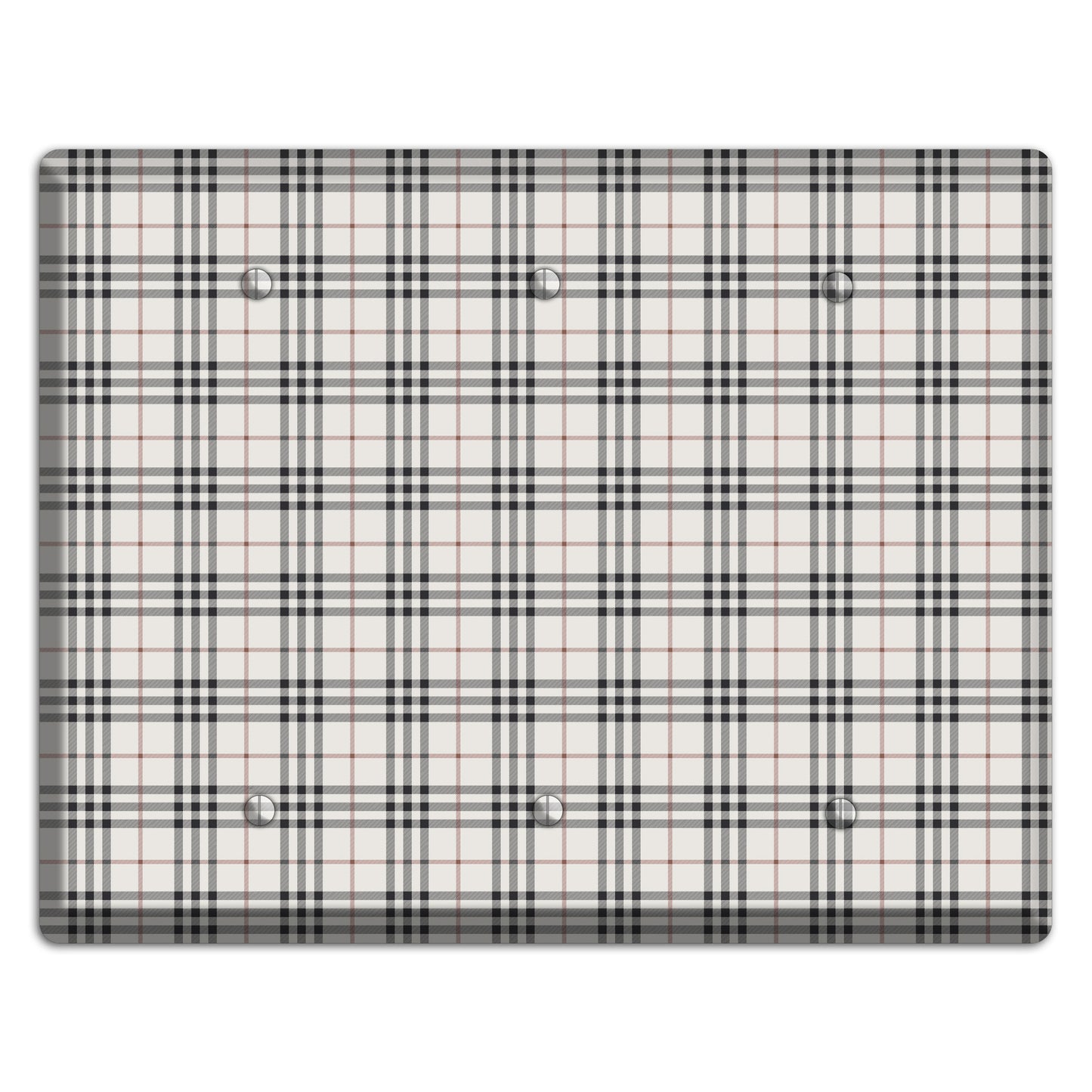 White and Black Plaid 3 Blank Wallplate