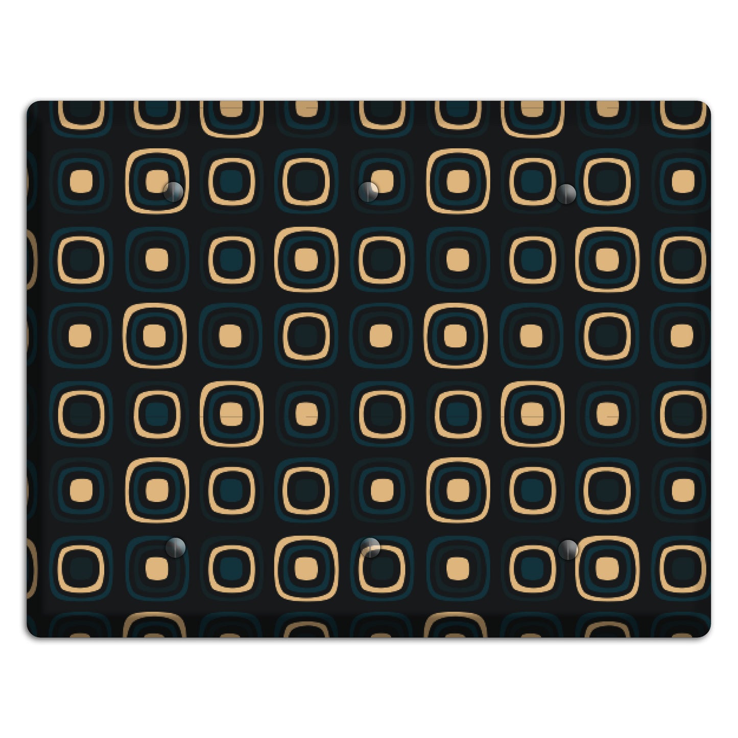 Black and Yellow Rounded Squares 3 Blank Wallplate