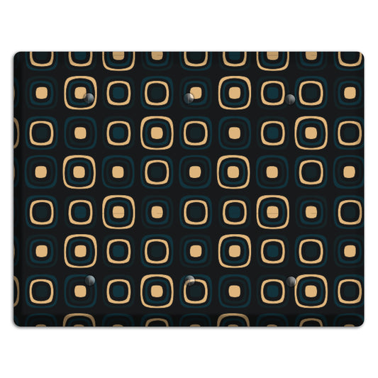 Black and Yellow Rounded Squares 3 Blank Wallplate