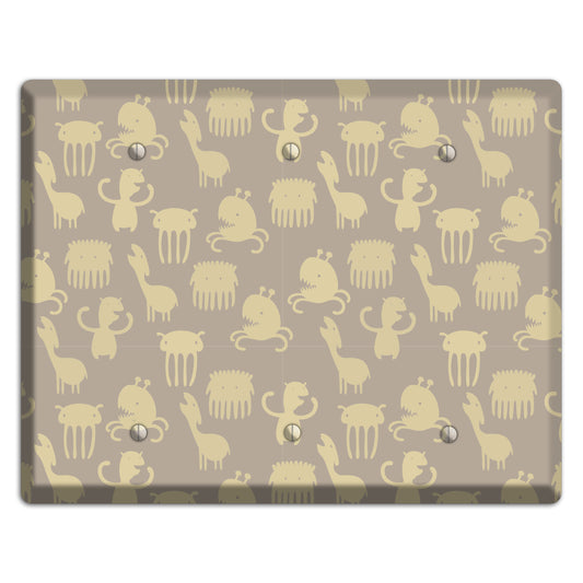 Silly Monsters Brown 3 Blank Wallplate