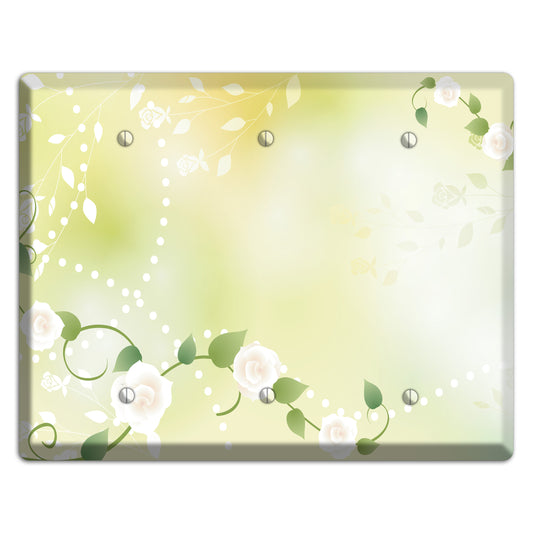 Green Delicate Flowers 3 Blank Wallplate