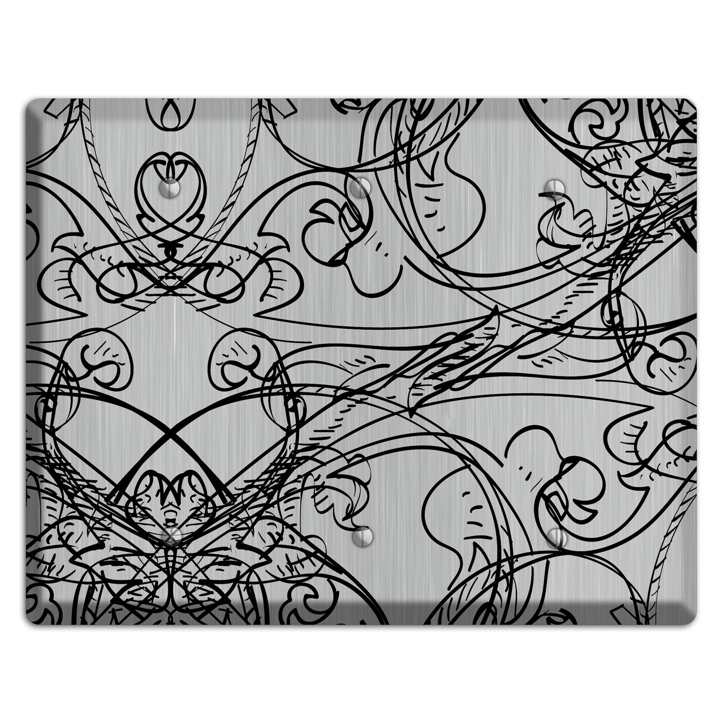 Black Deco Sketch  Stainless 3 Blank Wallplate