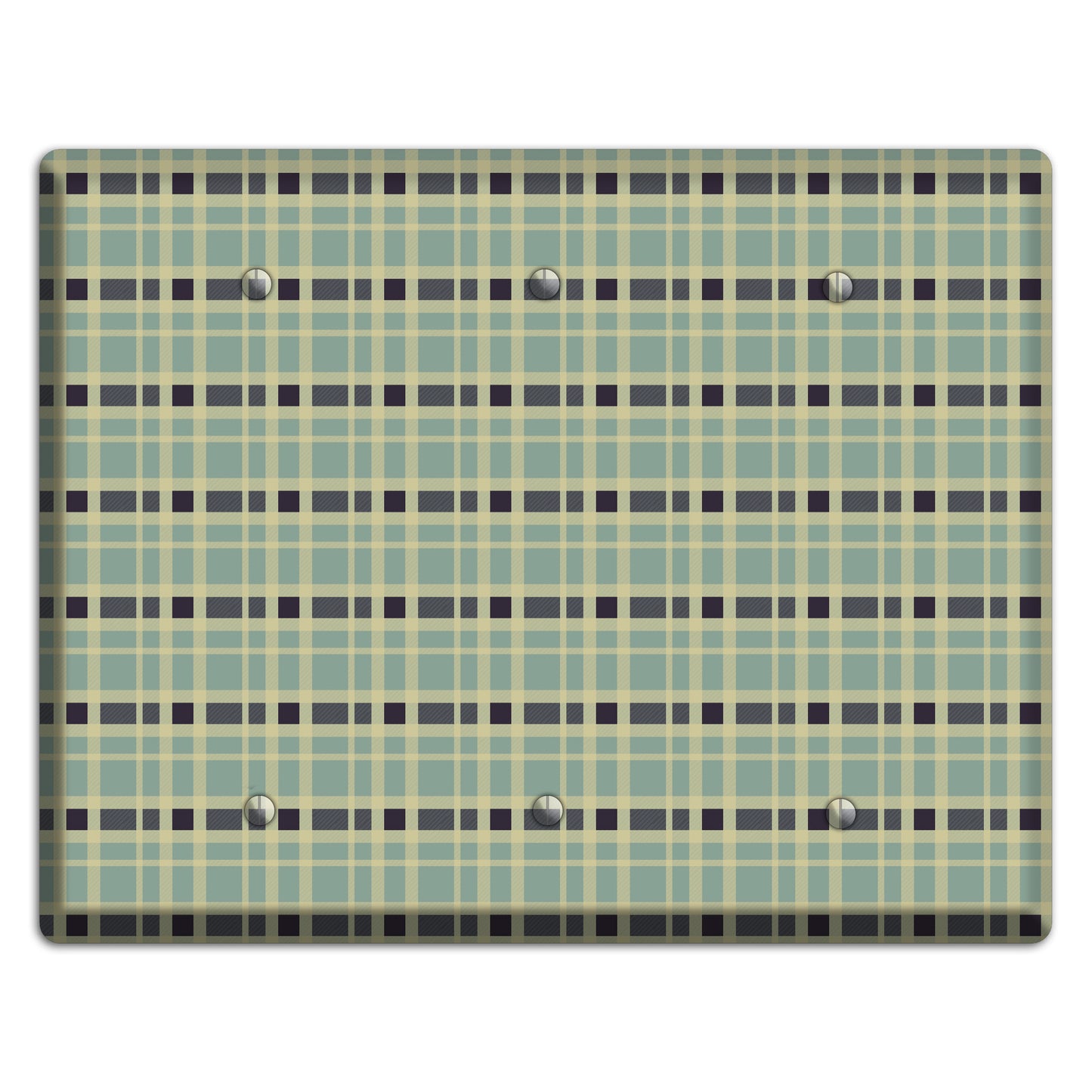 Sage and Black Plaid 3 Blank Wallplate