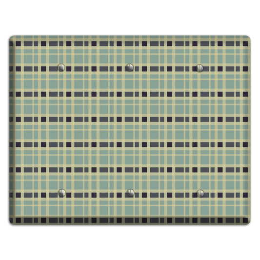 Sage and Black Plaid 3 Blank Wallplate