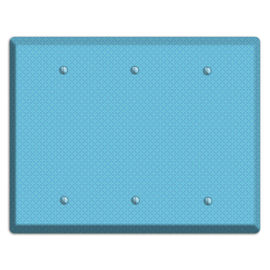 Turquoise Checkered Quatrefoil 3 Blank Wallplate