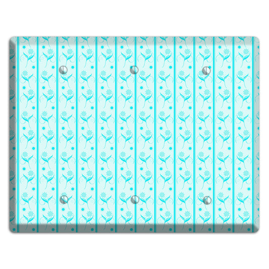 Teal Floral Pattern 3 Blank Wallplate