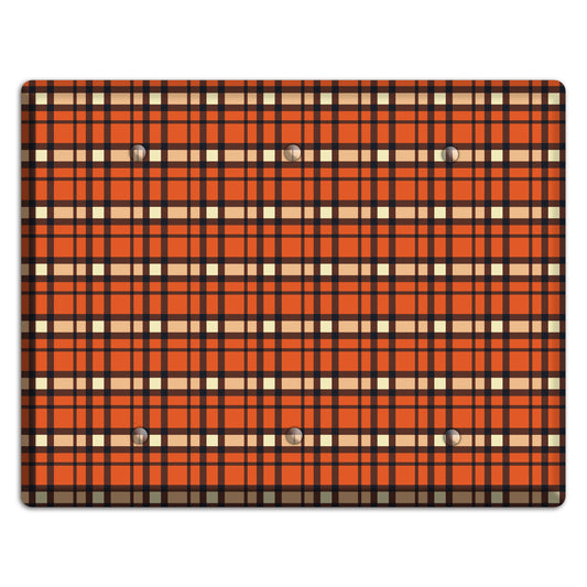 Orange Plaid 3 Blank Wallplate