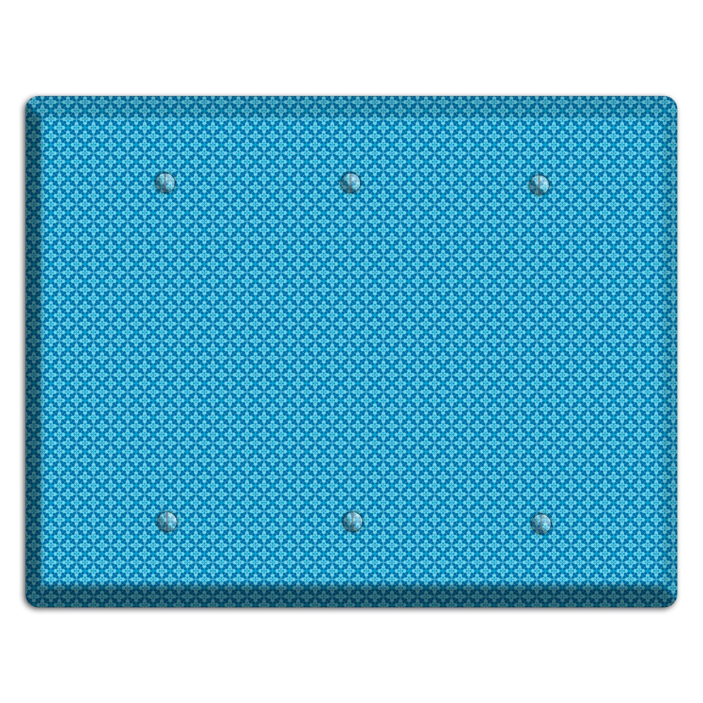 Multi Blue Checkered Quatrefoil 3 Blank Wallplate