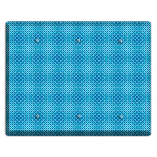 Multi Blue Checkered Quatrefoil 3 Blank Wallplate