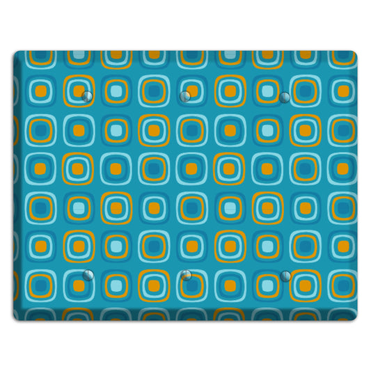 Teal and Mustard Rounded Squares 3 Blank Wallplate