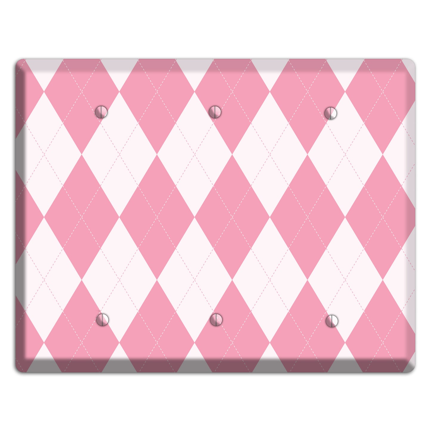 Pink Argyle 3 Blank Wallplate