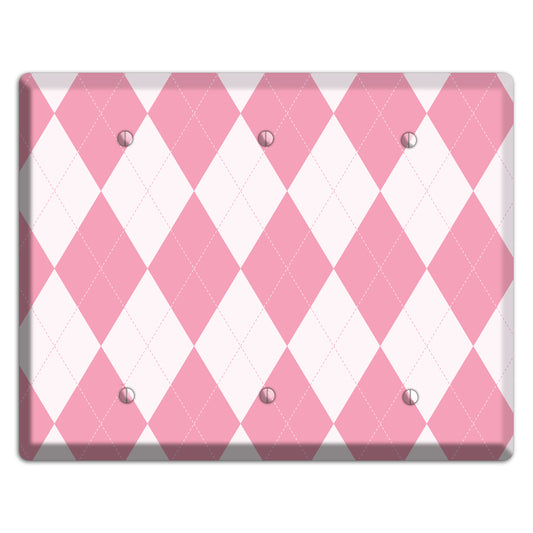 Pink Argyle 3 Blank Wallplate