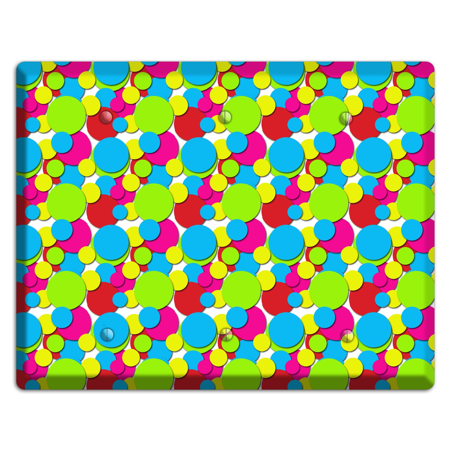 Turquoise Fuschia Lime Red Yellow Bubble Dots 3 Blank Wallplate