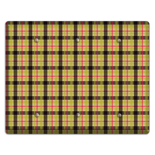 Yellow Black Red Plaid 3 Blank Wallplate