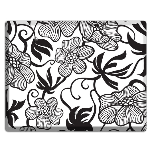 White with Black Tropical 3 Blank Wallplate