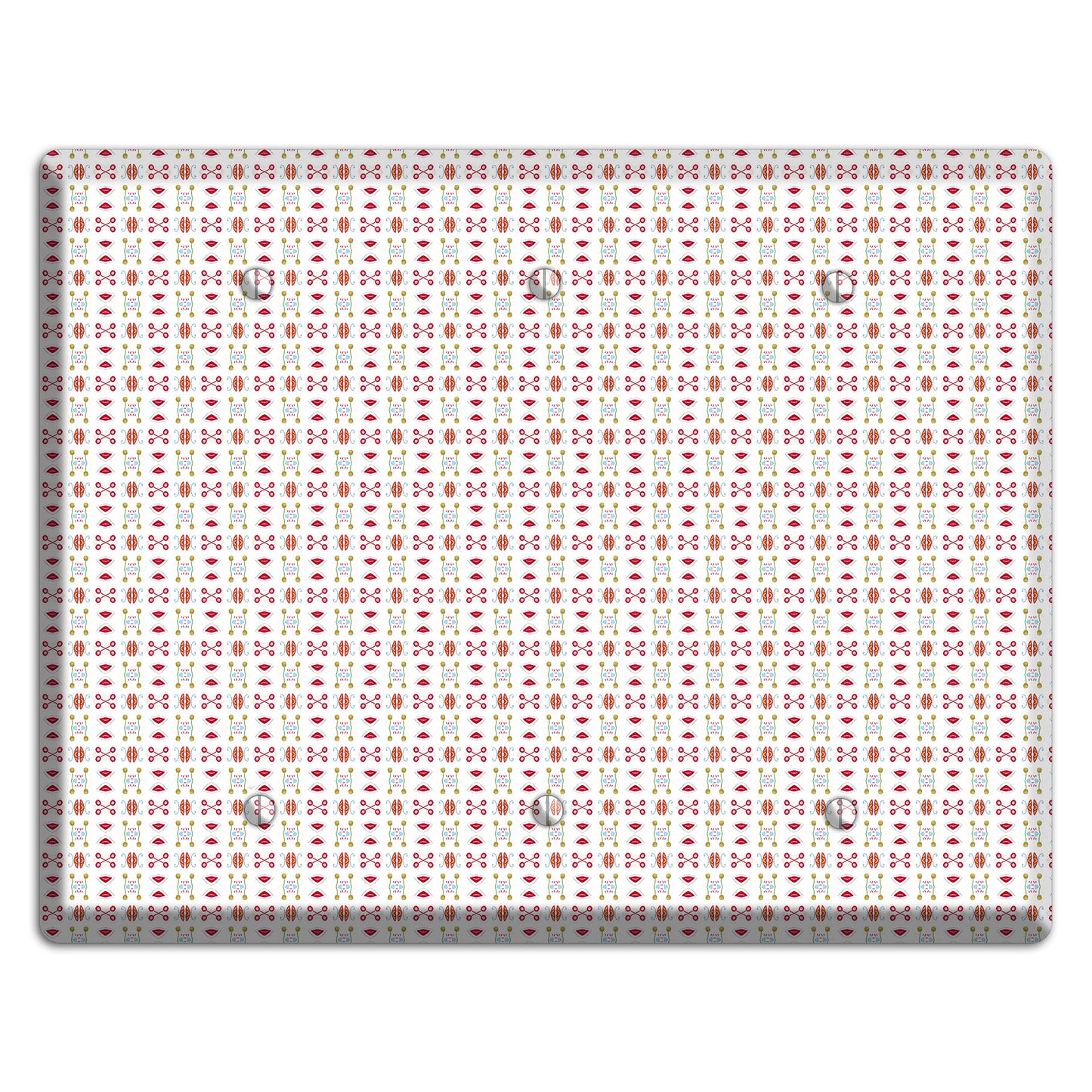 White Red Blue Olive Retro 3 Blank Wallplate