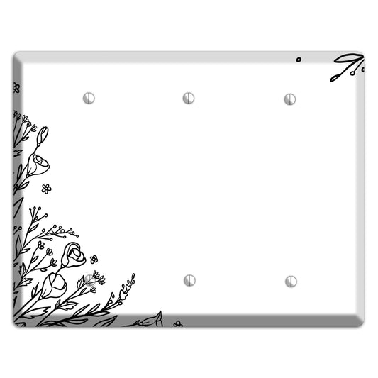 Hand-Drawn Floral 35 3 Blank Wallplate