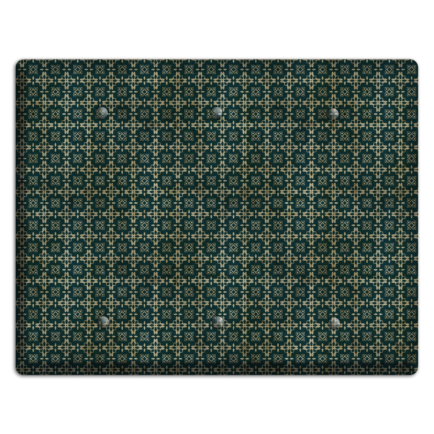 Dark Green Grunge Arabesque 3 Blank Wallplate