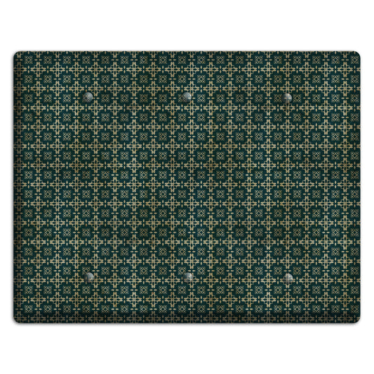 Dark Green Grunge Arabesque 3 Blank Wallplate