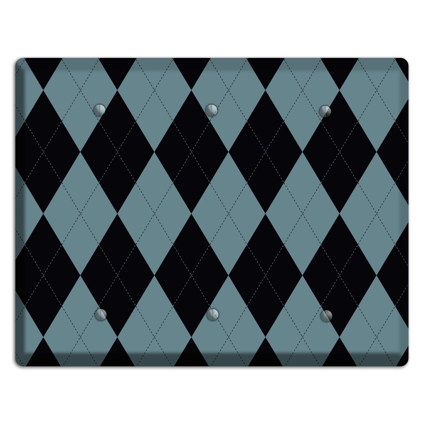 Blue and Black Argyle 3 Blank Wallplate