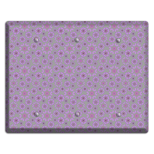 Grey with Tiny Purple Retro Suzani 2 3 Blank Wallplate