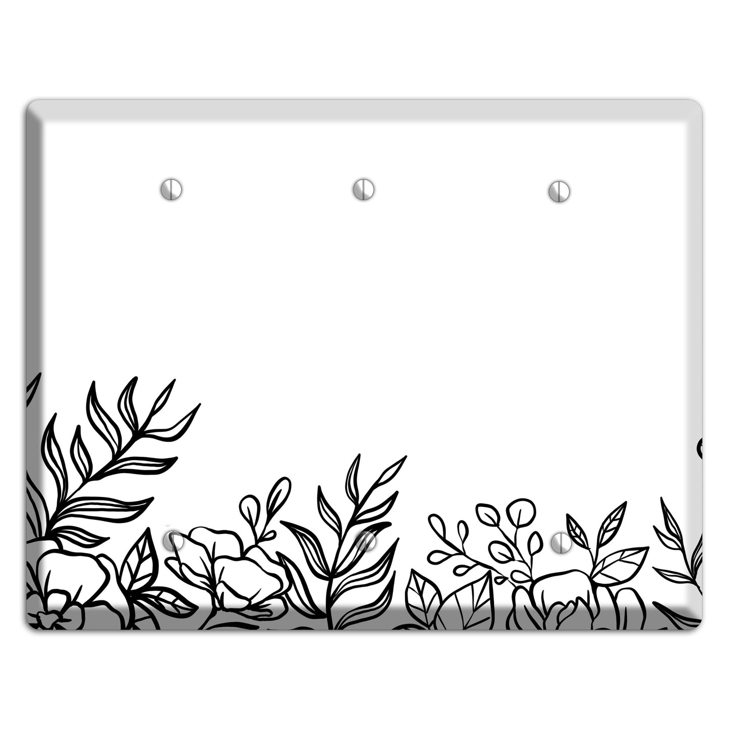 Hand-Drawn Floral 16 3 Blank Wallplate