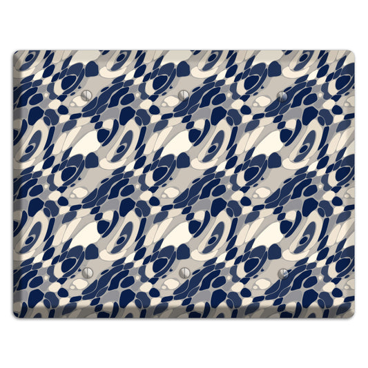 Blue and Beige Large Abstract 3 Blank Wallplate