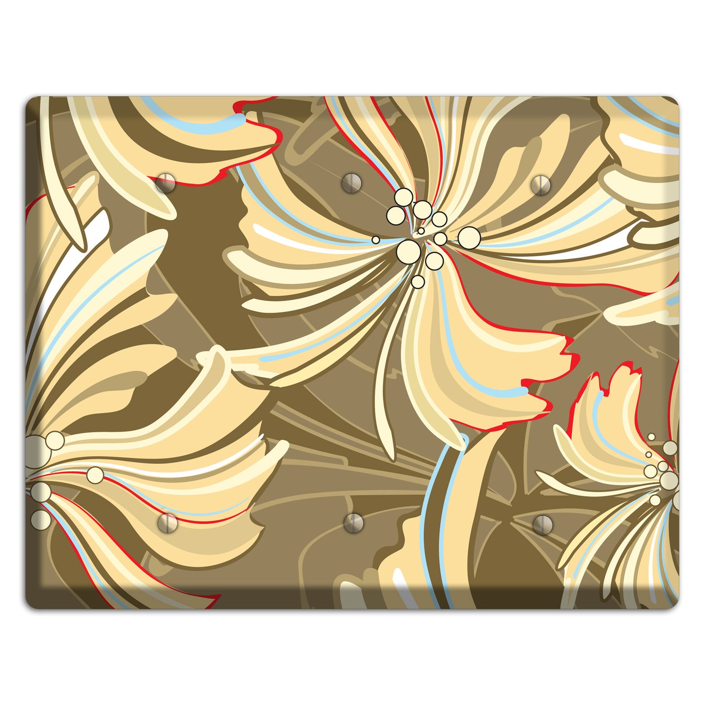 Brown Deco Blossoms 3 Blank Wallplate