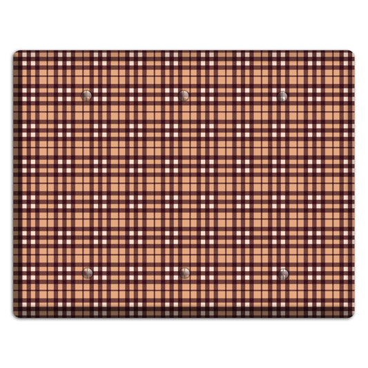 Multi Brown Plaid 3 Blank Wallplate