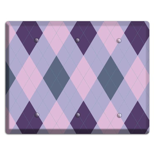 Lilac Argyle 3 Blank Wallplate