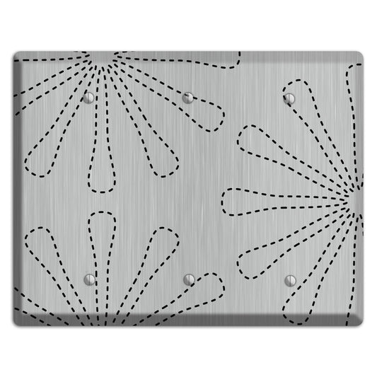 Retro Stipple Floral  Stainless 3 Blank Wallplate