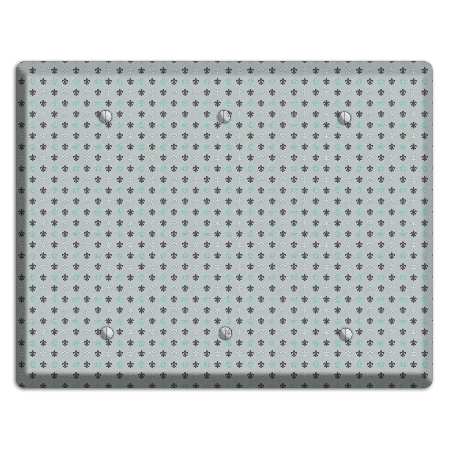 Dusty Blue with Fleur de Lis 3 Blank Wallplate