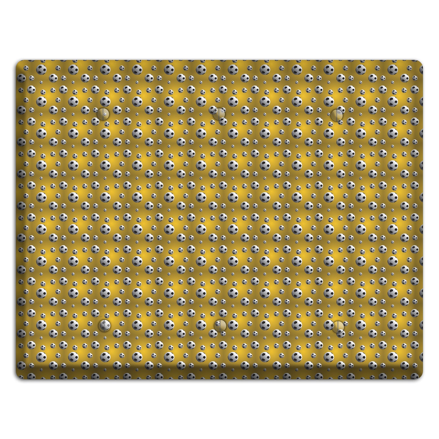 Yellow with Soccer Balls 3 Blank Wallplate