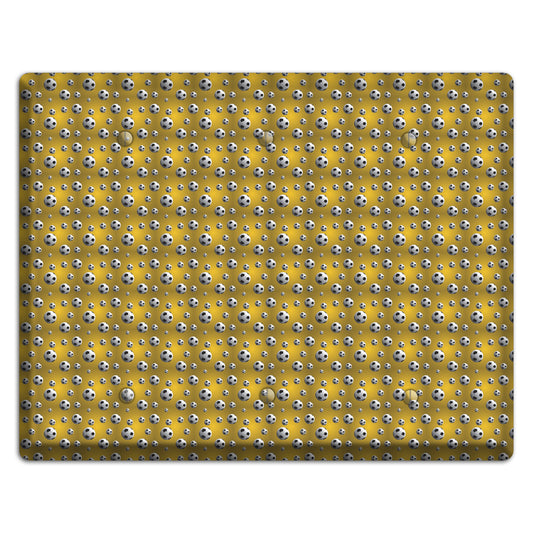 Yellow with Soccer Balls 3 Blank Wallplate