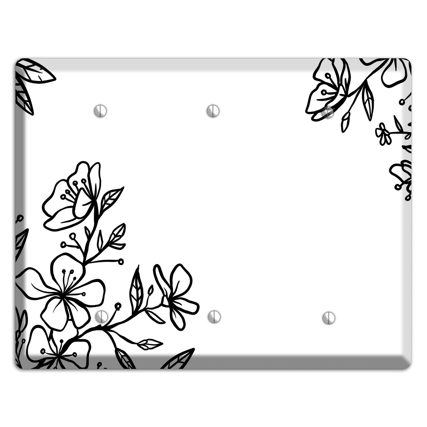 Hand-Drawn Floral 18 3 Blank Wallplate