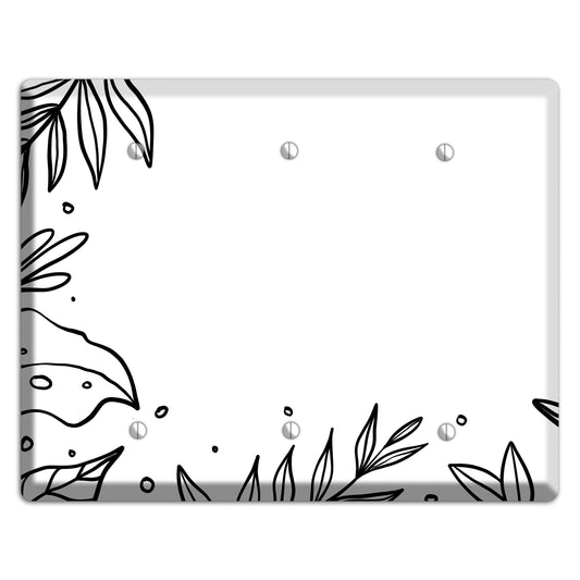 Hand-Drawn Floral 14 3 Blank Wallplate