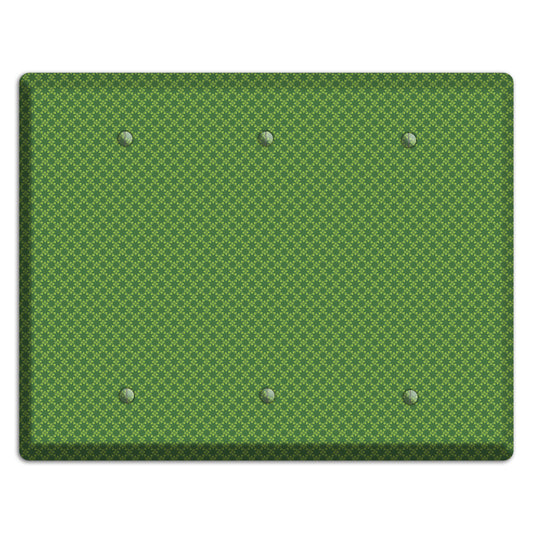 Multi Green Tiny Checked Foulard 3 Blank Wallplate