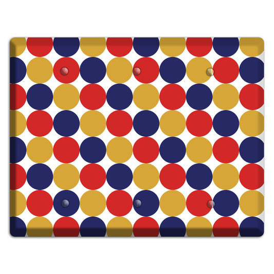 Mustard Red Purple Tiled Dots 3 Blank Wallplate