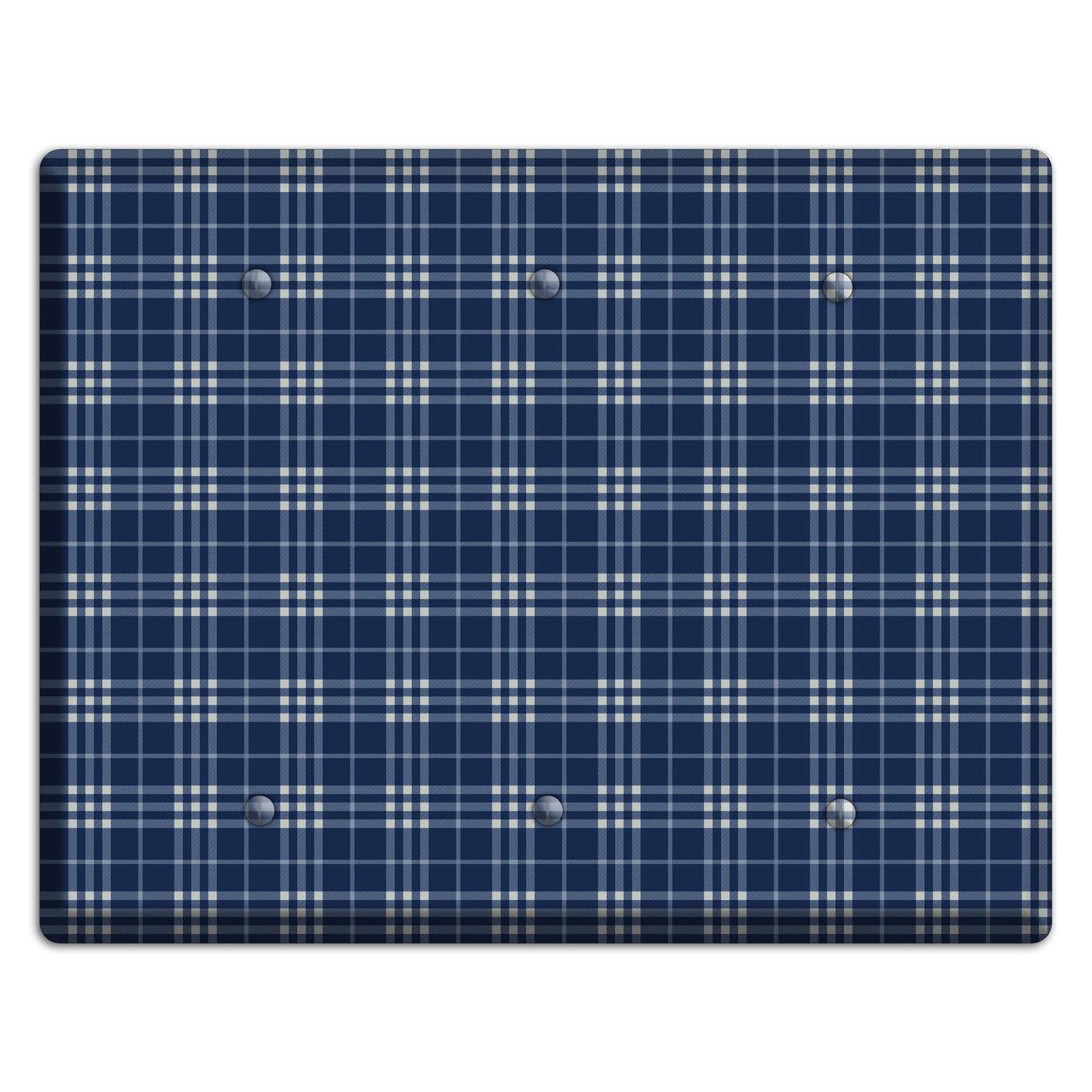 Blue and White Plaid 3 Blank Wallplate