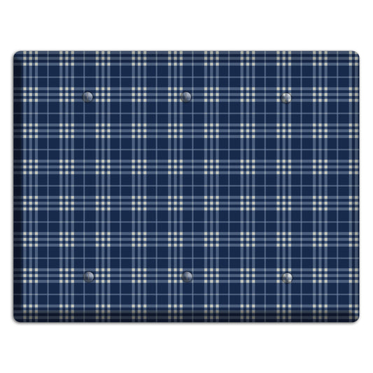 Blue and White Plaid 3 Blank Wallplate