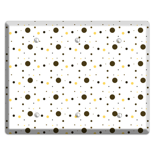 White with Black and Yellow Tiny Dots 3 Blank Wallplate