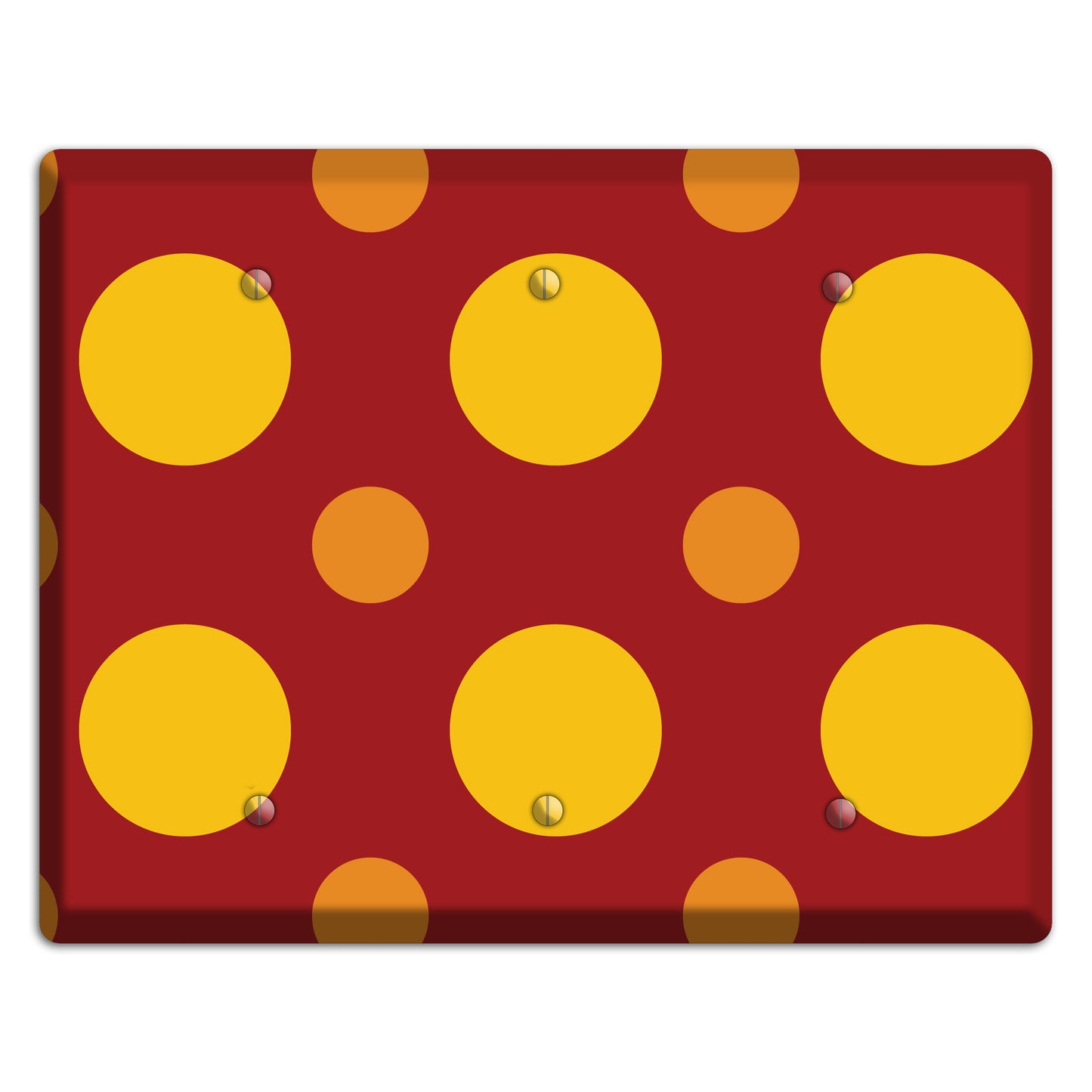 Red with Multi Orange Multi Medium Polka Dots 3 Blank Wallplate